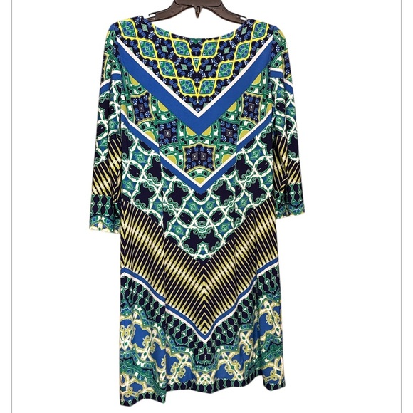 London Times Colorful Geometric Pattern Dress size 8 - Picture 2 of 5